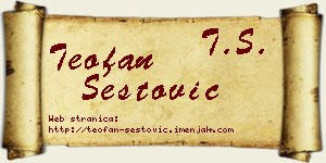 Teofan Šestović vizit kartica